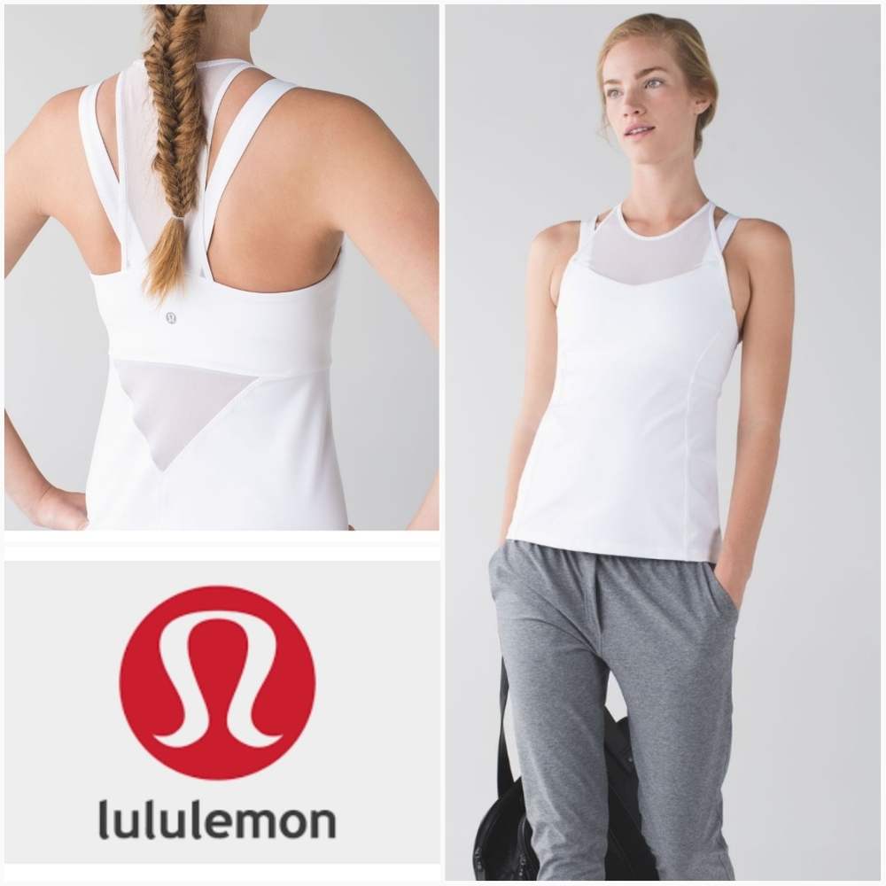 Lululemon Athletica White Mesh Tank Top